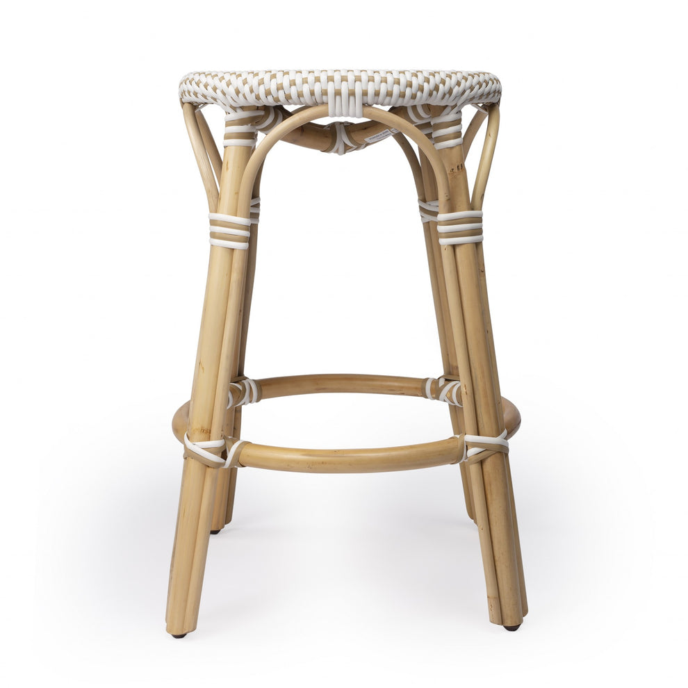 Midnight Blue And White Rattan Counter Stool By Homeroots | Counter Stools | Modishstore - 34