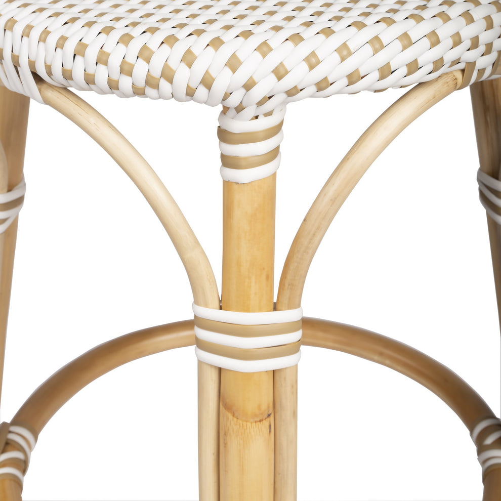 Midnight Blue And White Rattan Counter Stool By Homeroots | Counter Stools | Modishstore - 37