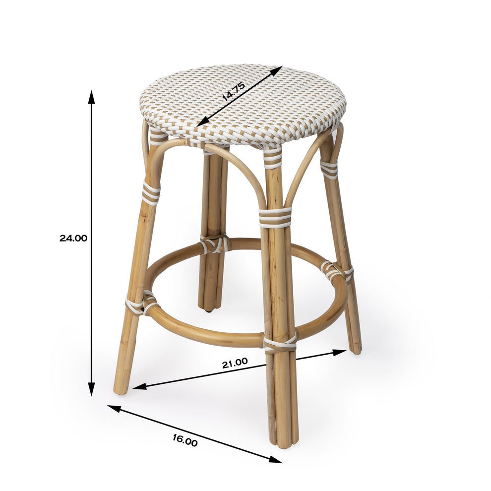 Midnight Blue And White Rattan Counter Stool By Homeroots | Counter Stools | Modishstore - 39