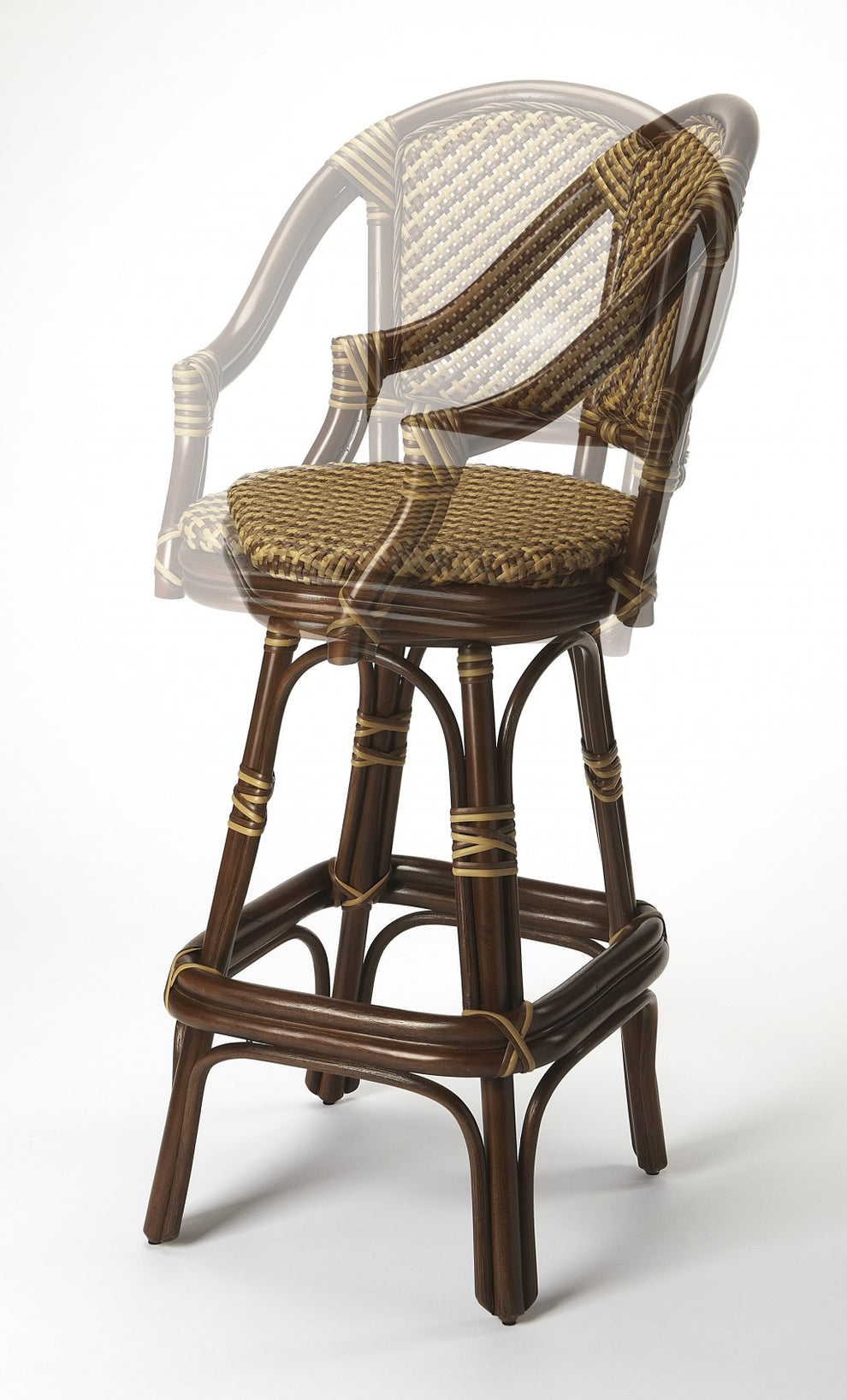 Dark Brown Rattan Bar Stool By Homeroots | Bar Stools | Modishstore - 2