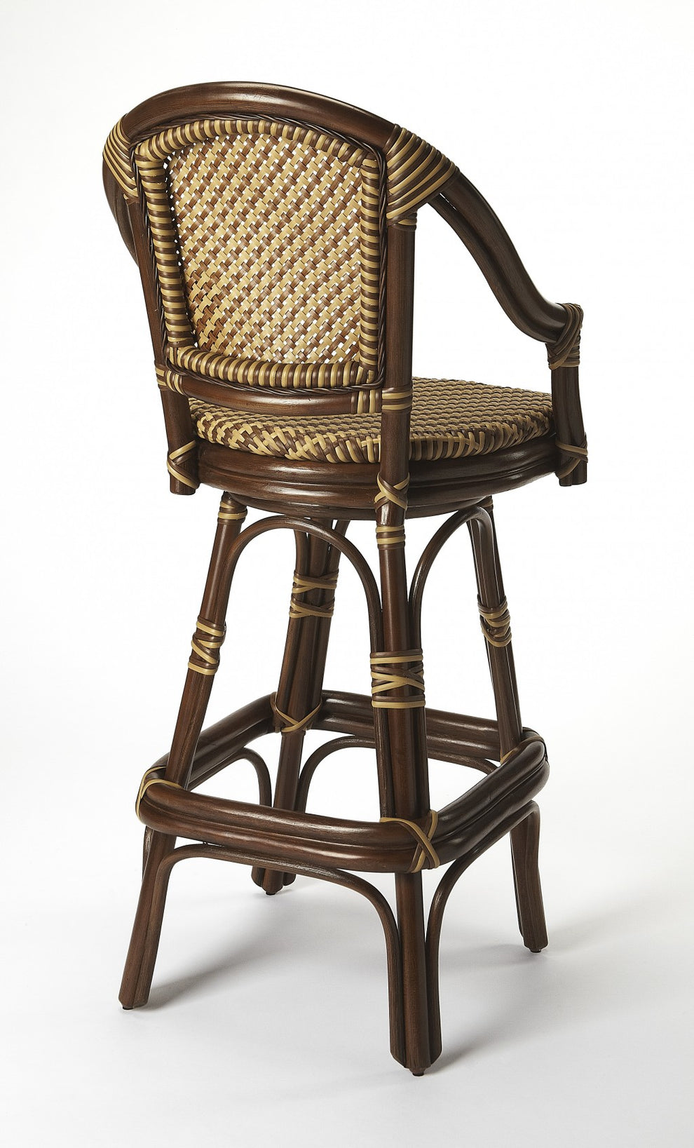 Dark Brown Rattan Bar Stool By Homeroots | Bar Stools | Modishstore - 3