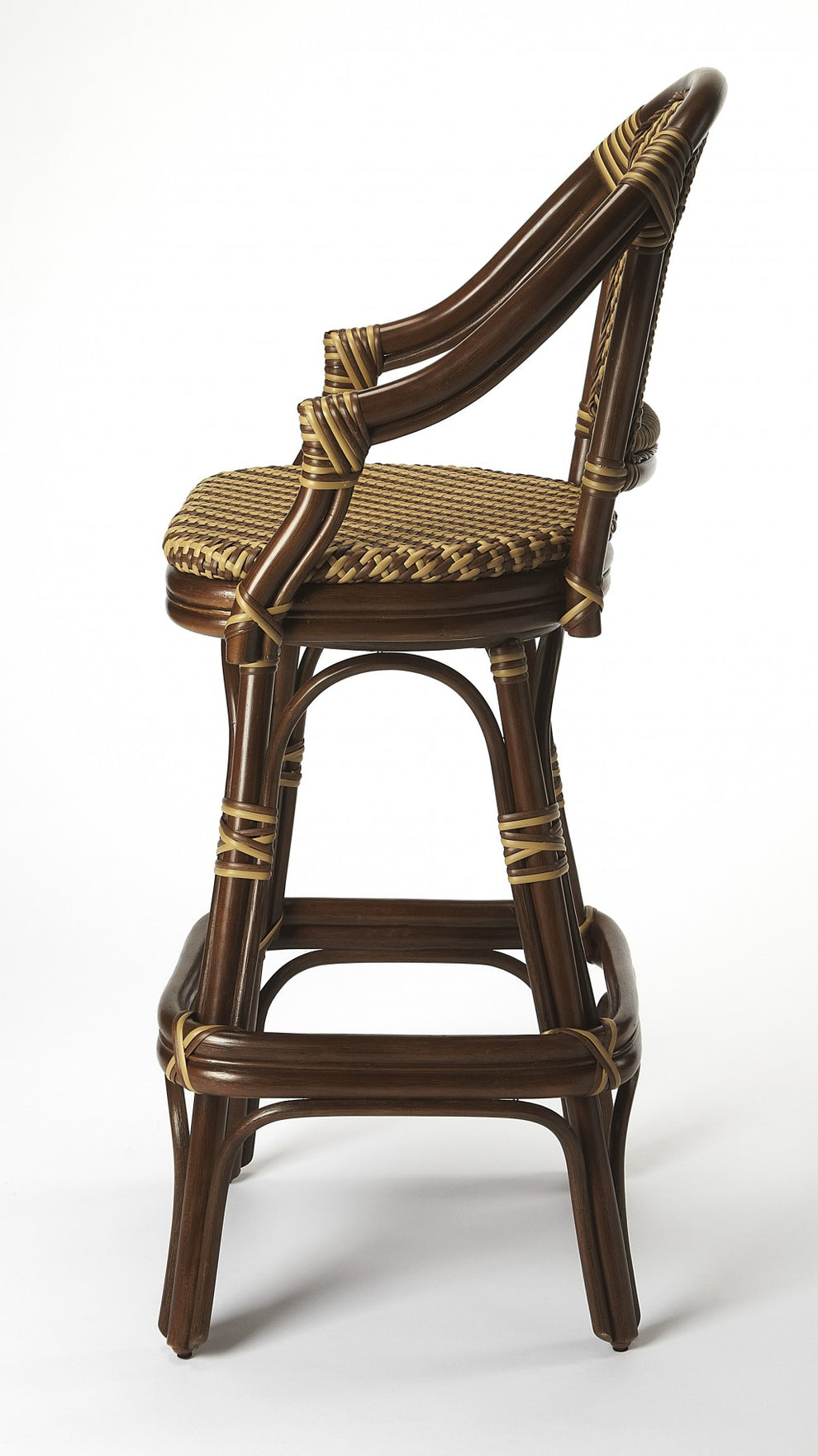 Dark Brown Rattan Bar Stool By Homeroots | Bar Stools | Modishstore - 4