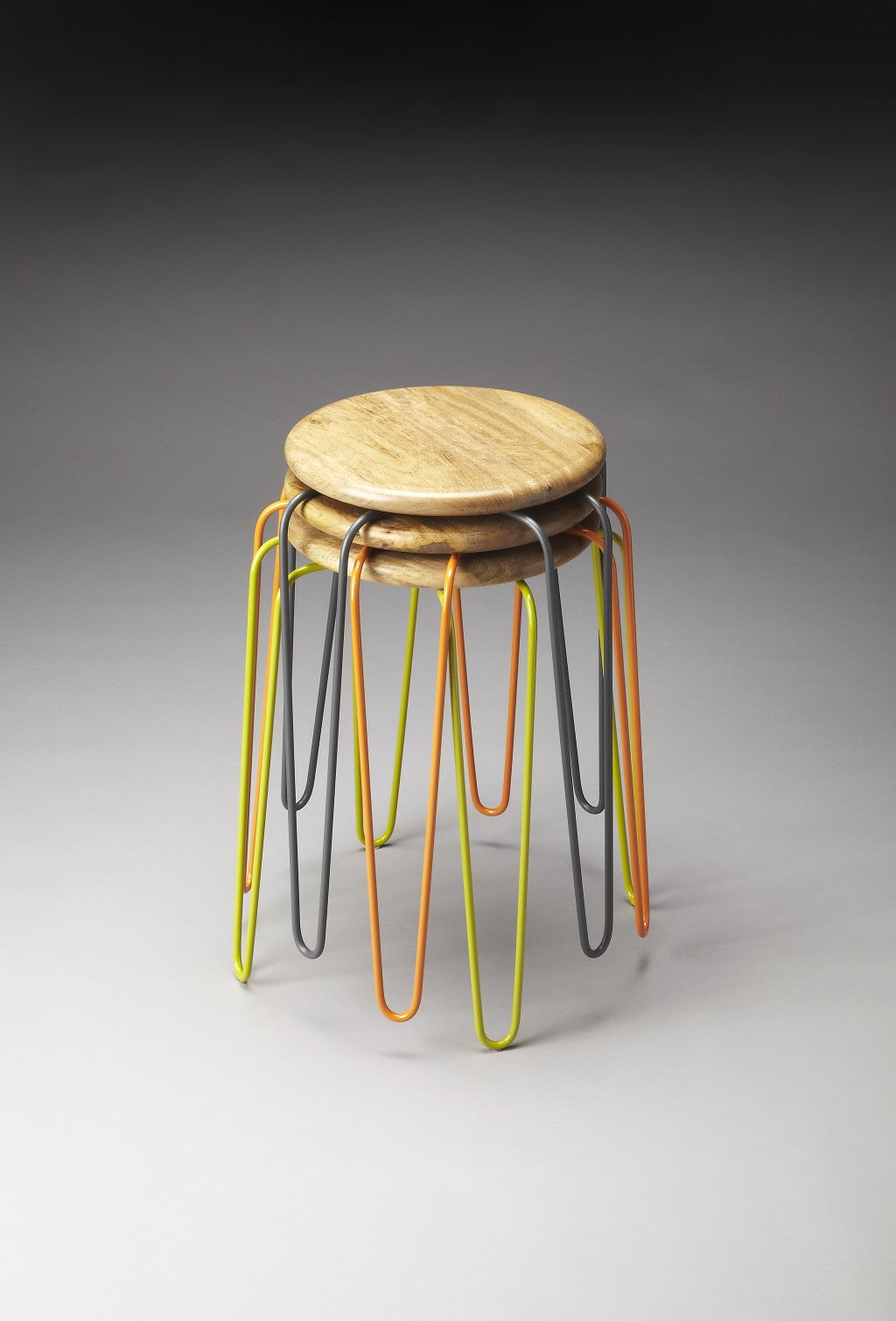 Stackable Iron Colored Stools By Homeroots | Stools | Modishstore - 2