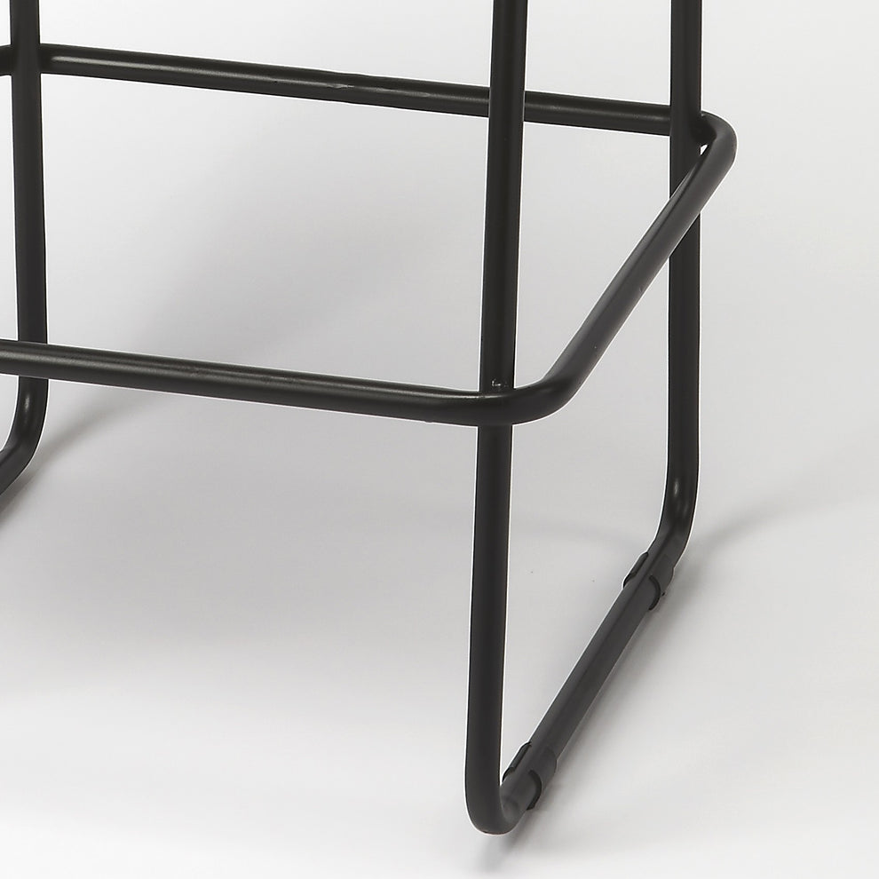 Brown Leather And Iron Bar Stool By Homeroots - 389114 | Bar Stools | Modishstore - 4
