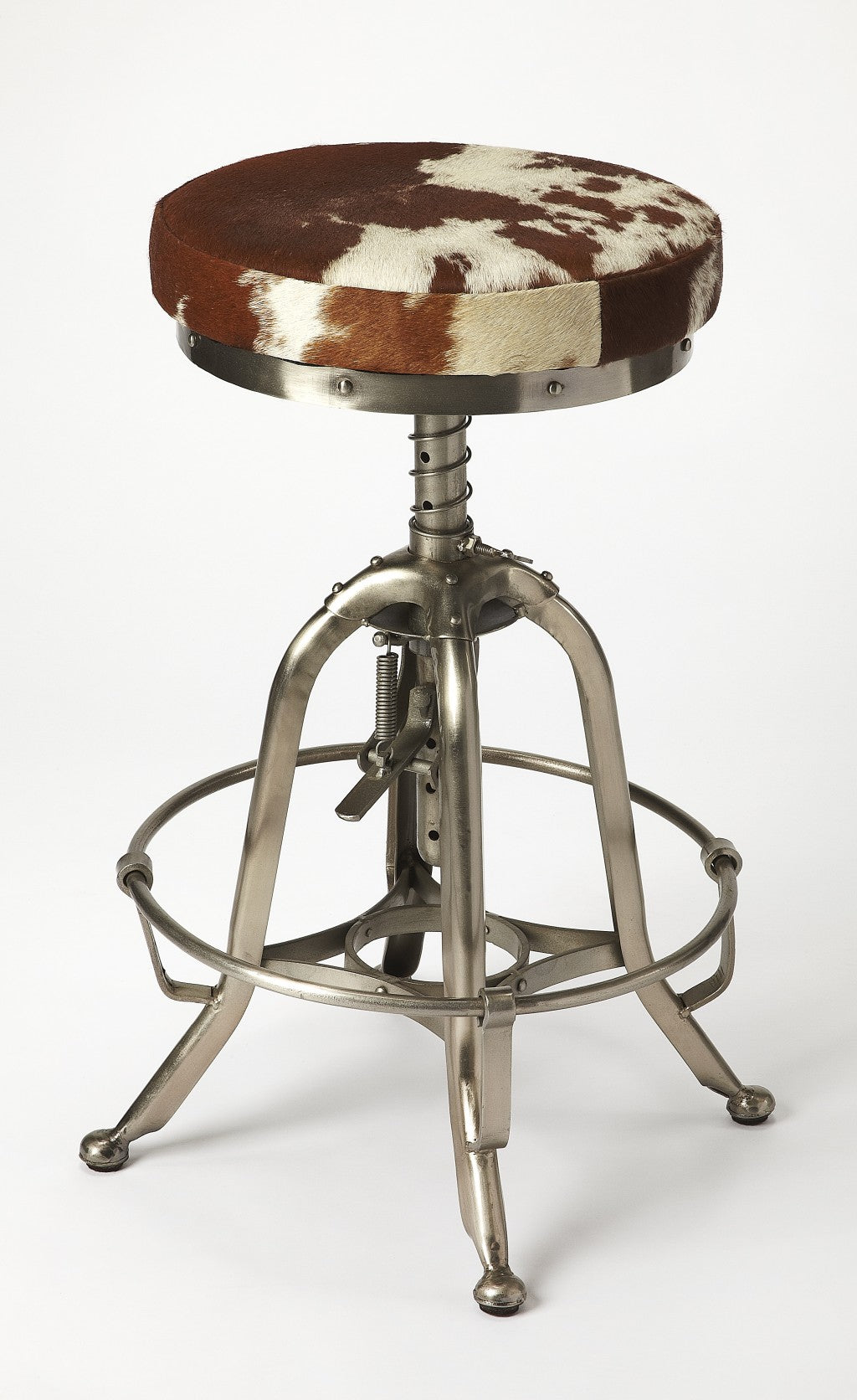 Hair On Hide Iron Bar Stool By Homeroots | Bar Stools | Modishstore