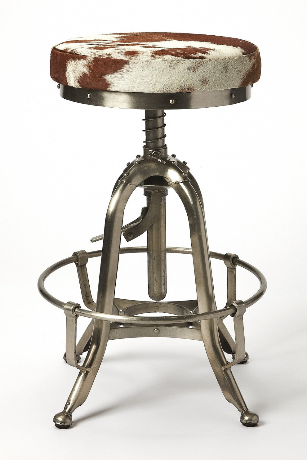 Hair On Hide Iron Bar Stool By Homeroots | Bar Stools | Modishstore - 4