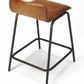Brown Leather And Metal Counter Stool By Homeroots | Counter Stools | Modishstore - 3