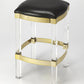 Acrylic And Black Leather Counter Stool By Homeroots | Counter Stools | Modishstore