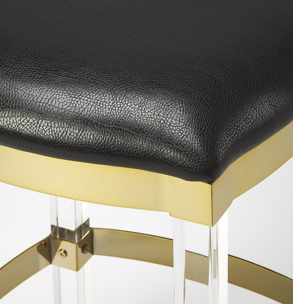 Acrylic And Black Leather Counter Stool By Homeroots | Counter Stools | Modishstore - 4