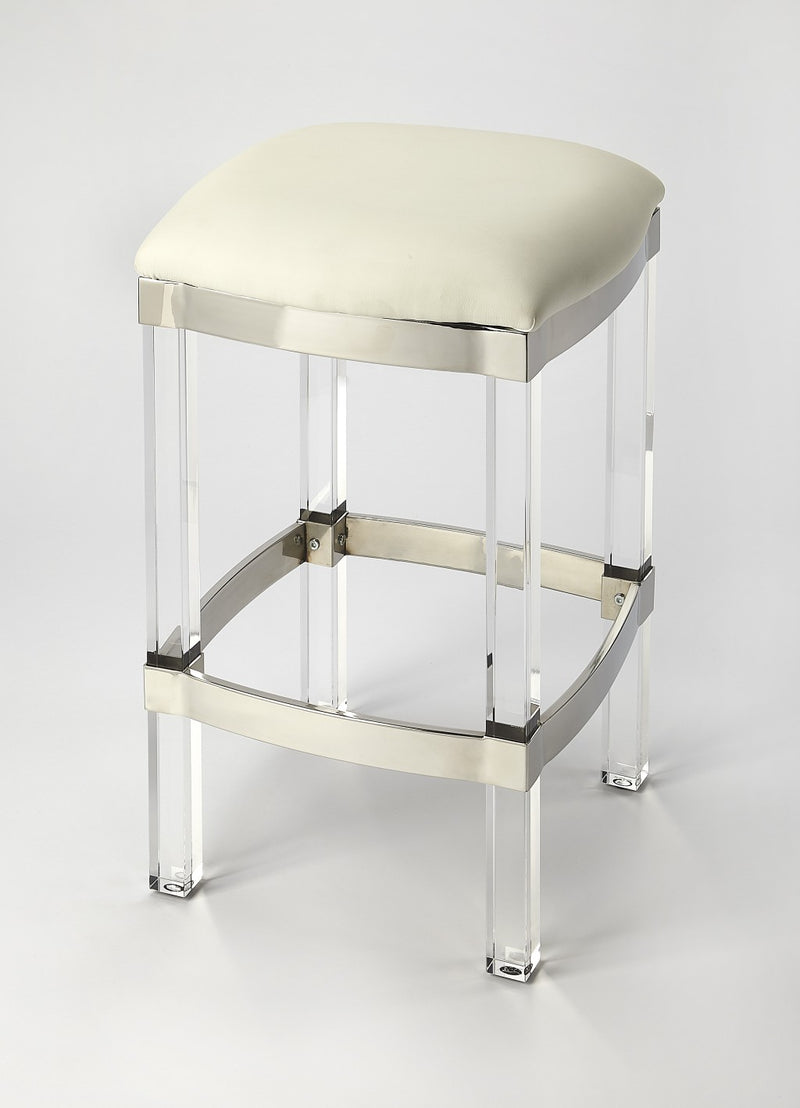 Acrylic And Black Leather Counter Stool By Homeroots | Counter Stools | Modishstore - 5