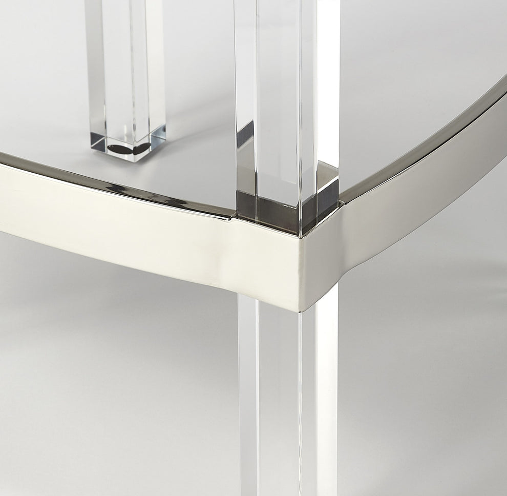 Acrylic And Black Leather Counter Stool By Homeroots | Counter Stools | Modishstore - 7