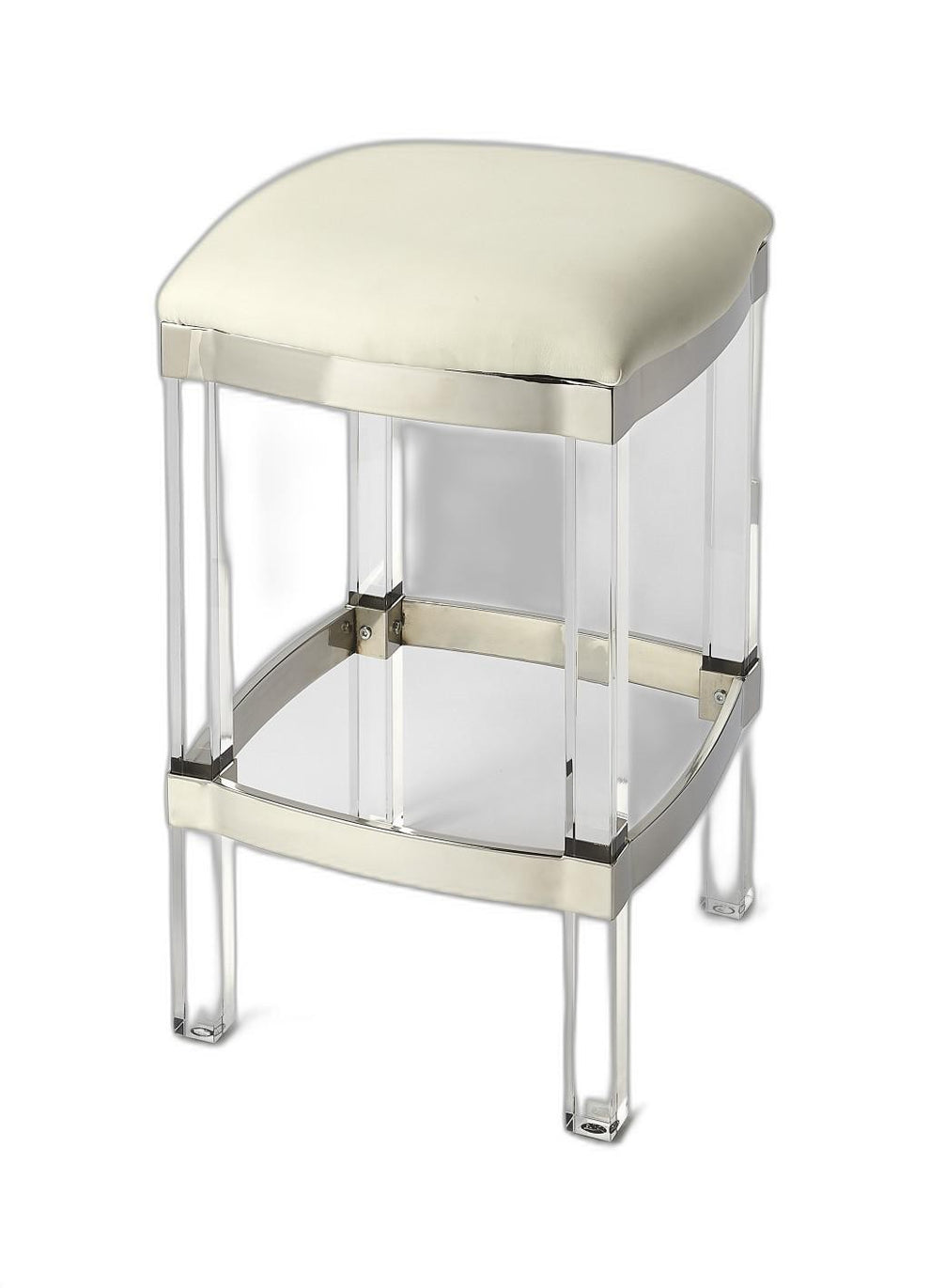 Acrylic And Black Leather Counter Stool By Homeroots | Counter Stools | Modishstore - 9