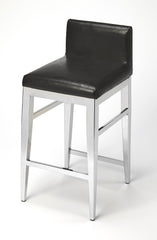 Stainless Steel And Black Faux Leather Counter Stool By Homeroots