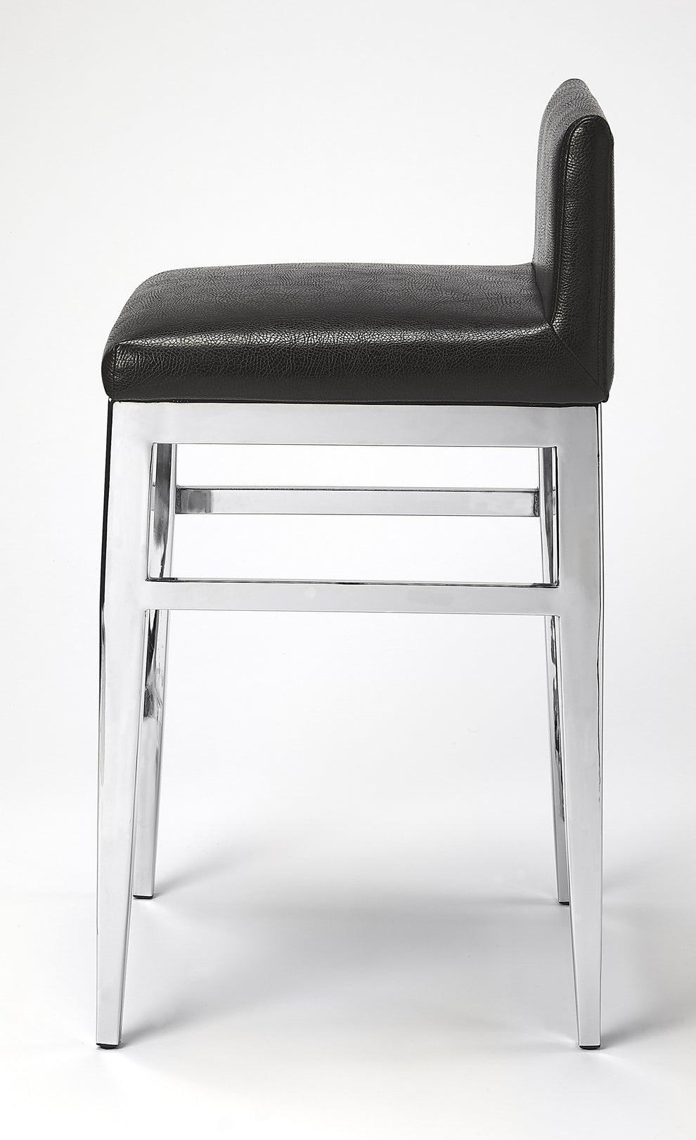 Stainless Steel And Black Faux Leather Counter Stool By Homeroots | Counter Stools | Modishstore - 4