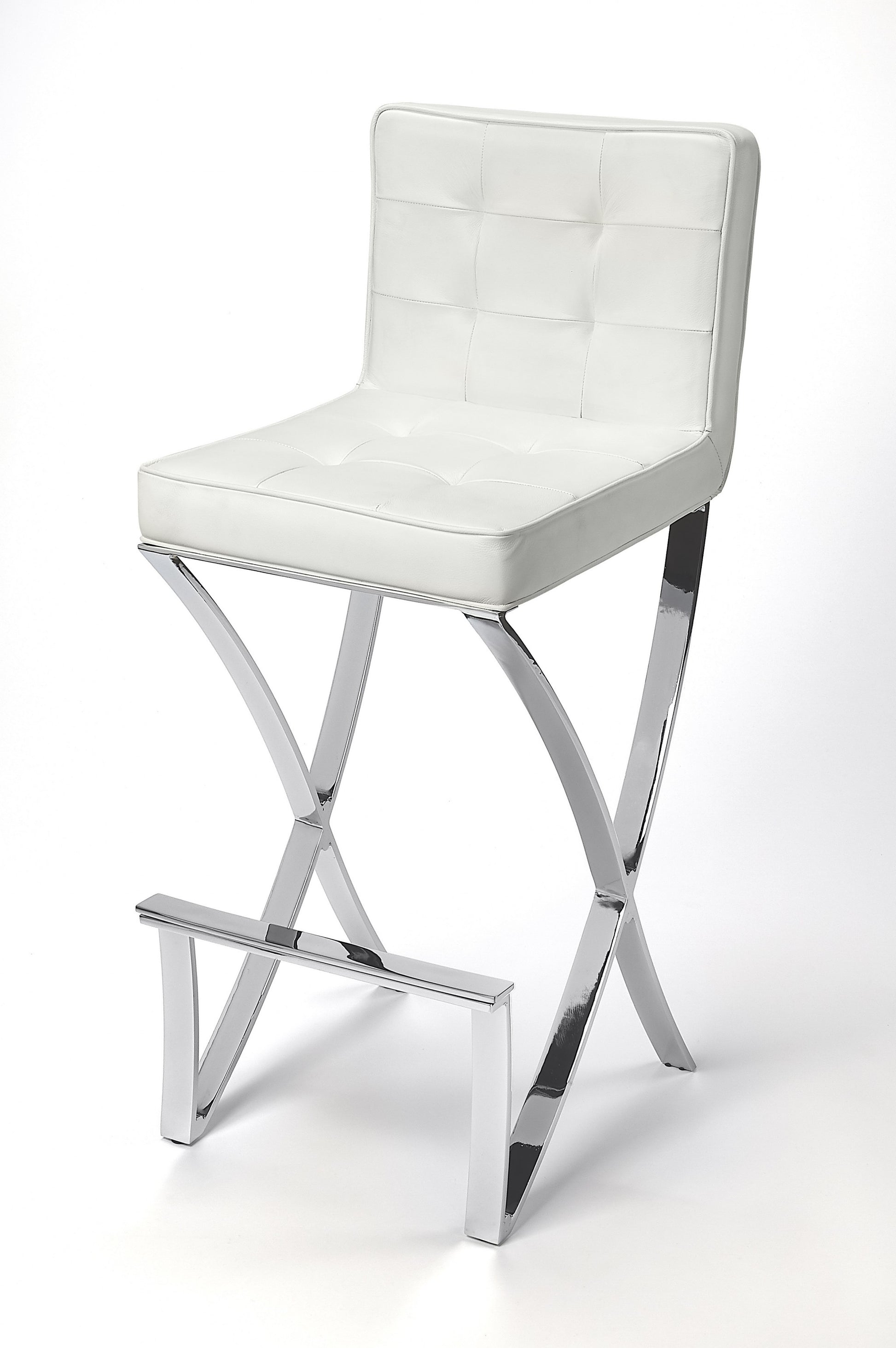 Modern White Faux Leather Bar Stool By Homeroots | Bar Stools | Modishstore