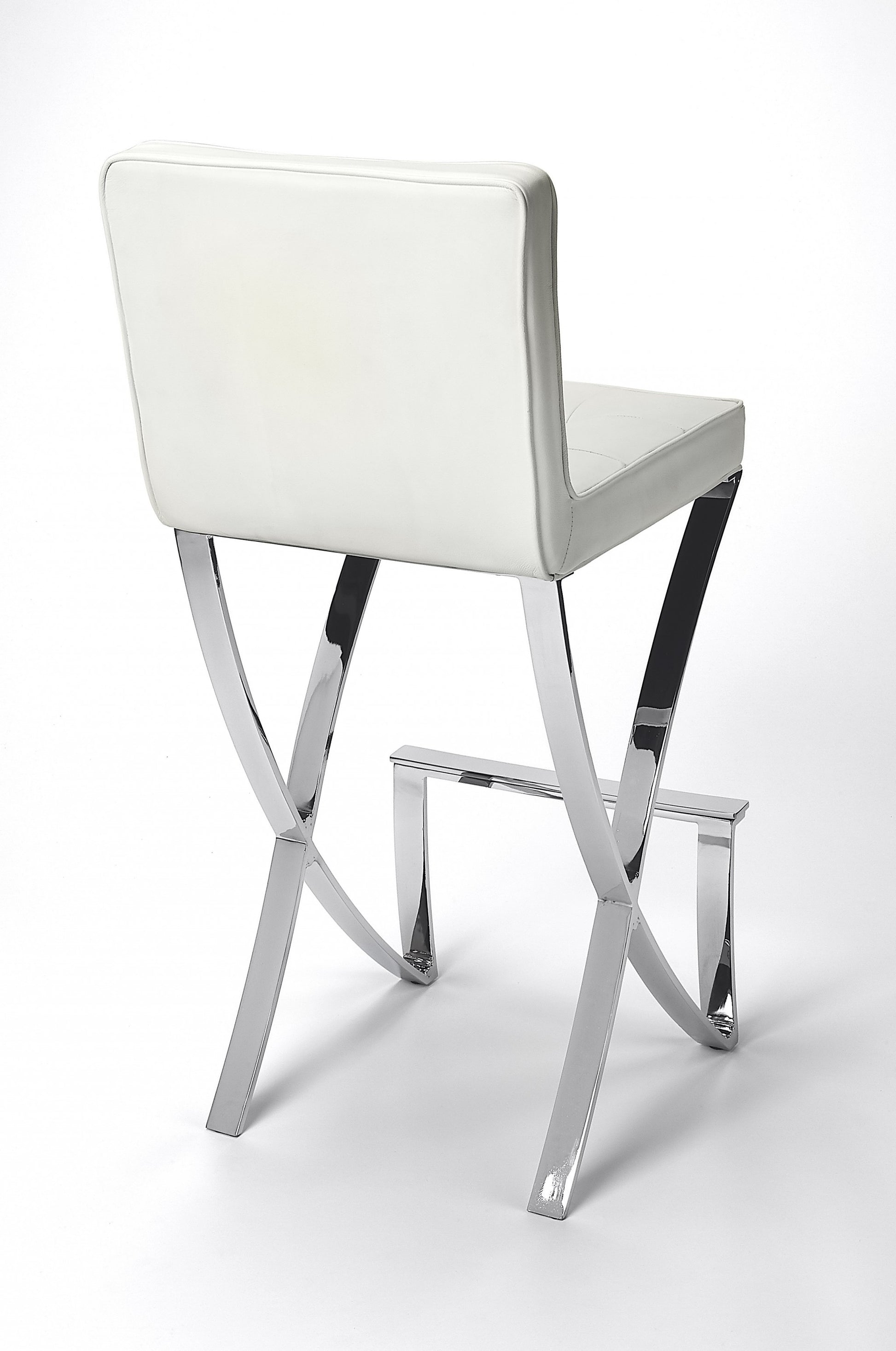 Modern White Faux Leather Bar Stool By Homeroots | Bar Stools | Modishstore - 2