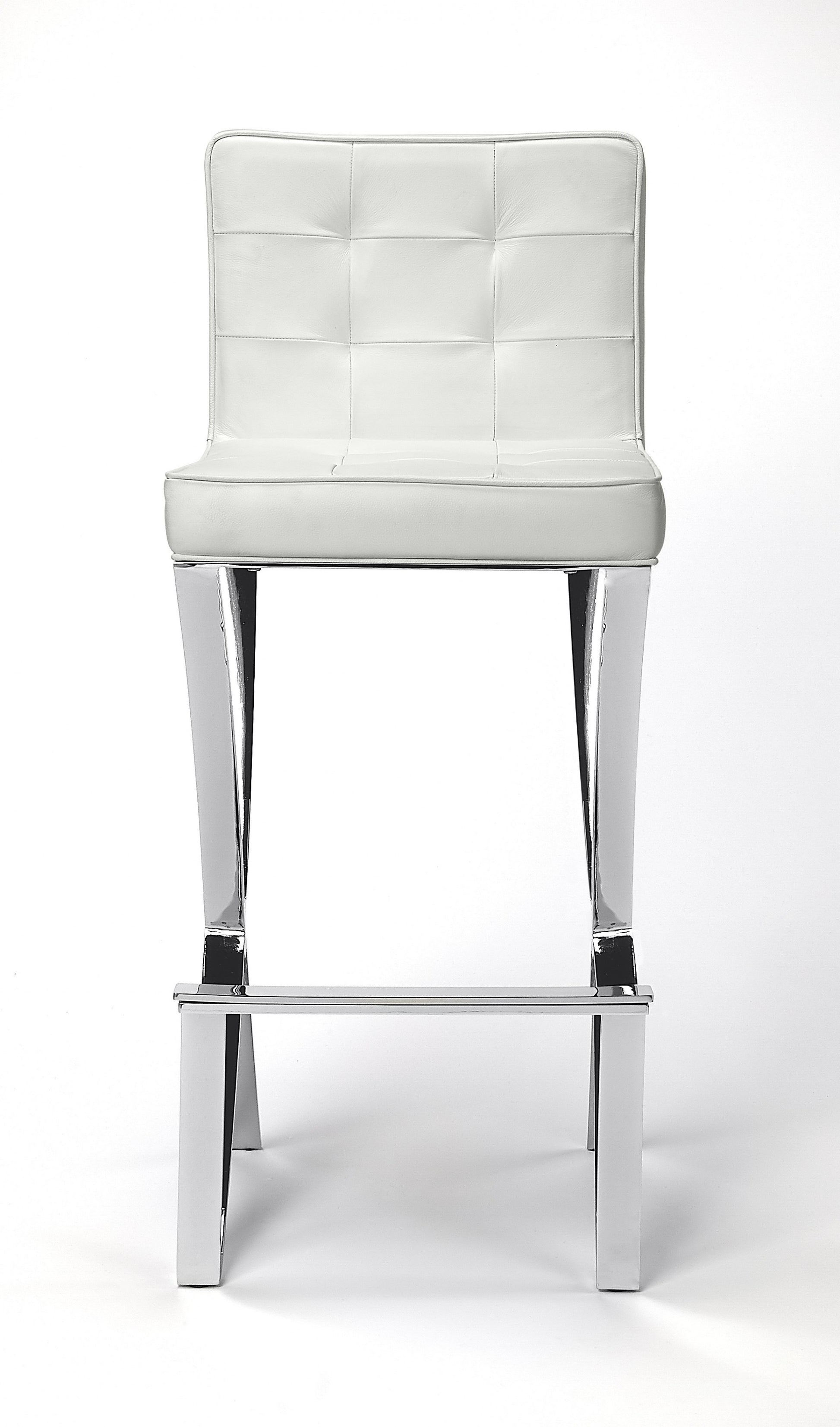 Modern White Faux Leather Bar Stool By Homeroots | Bar Stools | Modishstore - 4