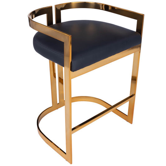 Gold And Black Faux Leather Counter Stool By Homeroots | Counter Stools | Modishstore