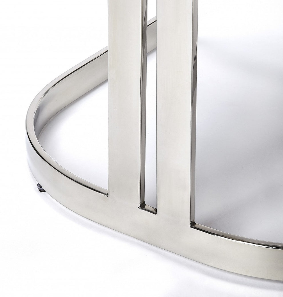 Nickel Plated White Faux Leather Counter Stool By Homeroots | Counter Stools | Modishstore - 4
