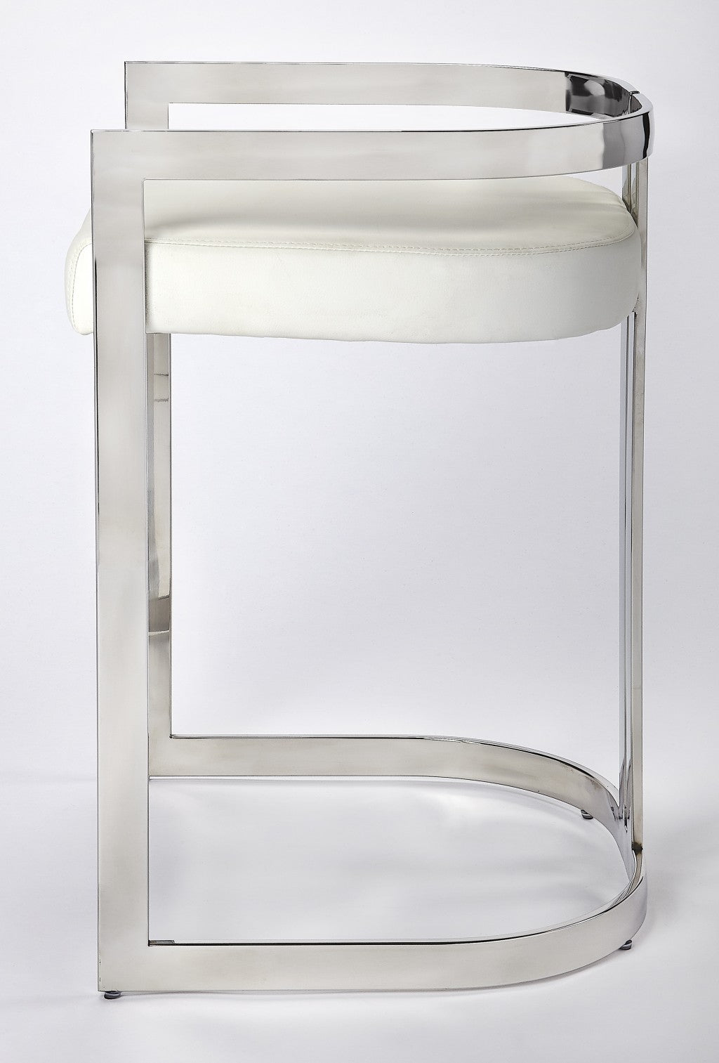 Nickel Plated White Faux Leather Counter Stool By Homeroots | Counter Stools | Modishstore - 5