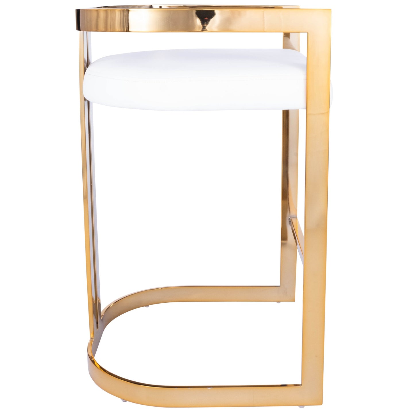 Gold And White Faux Leather Counter Stool By Homeroots | Counter Stools | Modishstore - 2