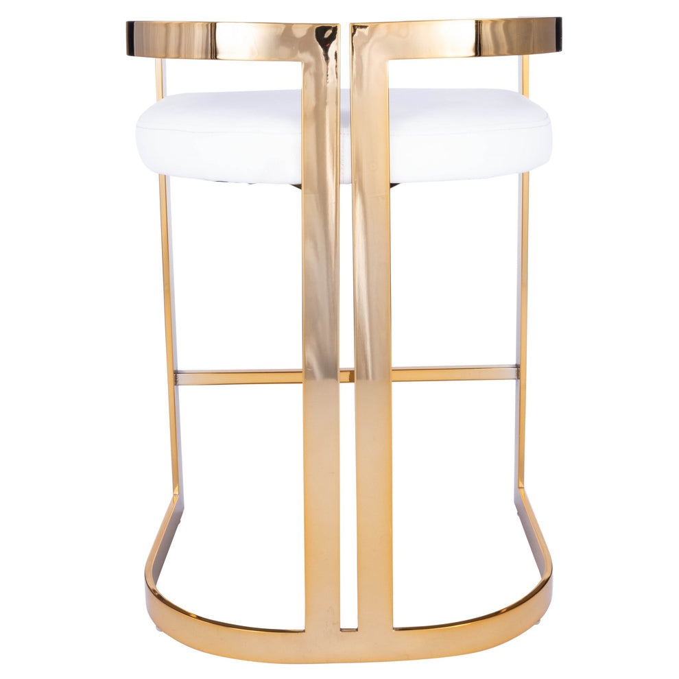 Gold And White Faux Leather Counter Stool By Homeroots | Counter Stools | Modishstore - 3