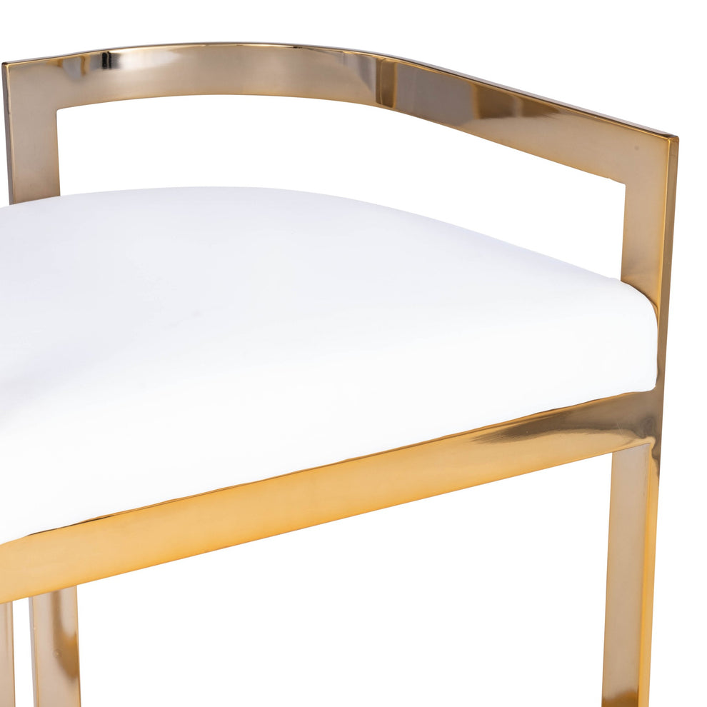 Gold And White Faux Leather Counter Stool By Homeroots | Counter Stools | Modishstore - 4