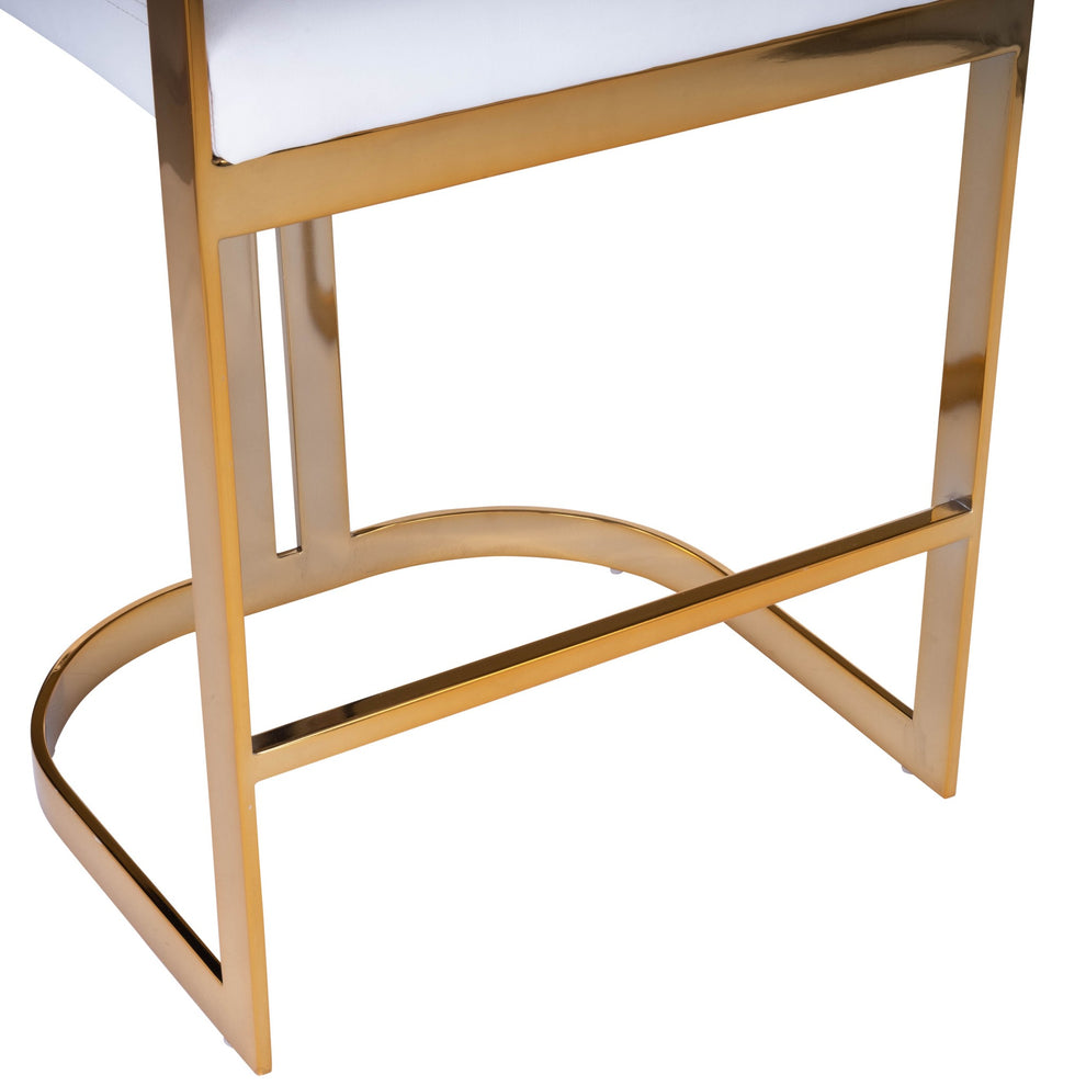 Gold And White Faux Leather Counter Stool By Homeroots | Counter Stools | Modishstore - 5