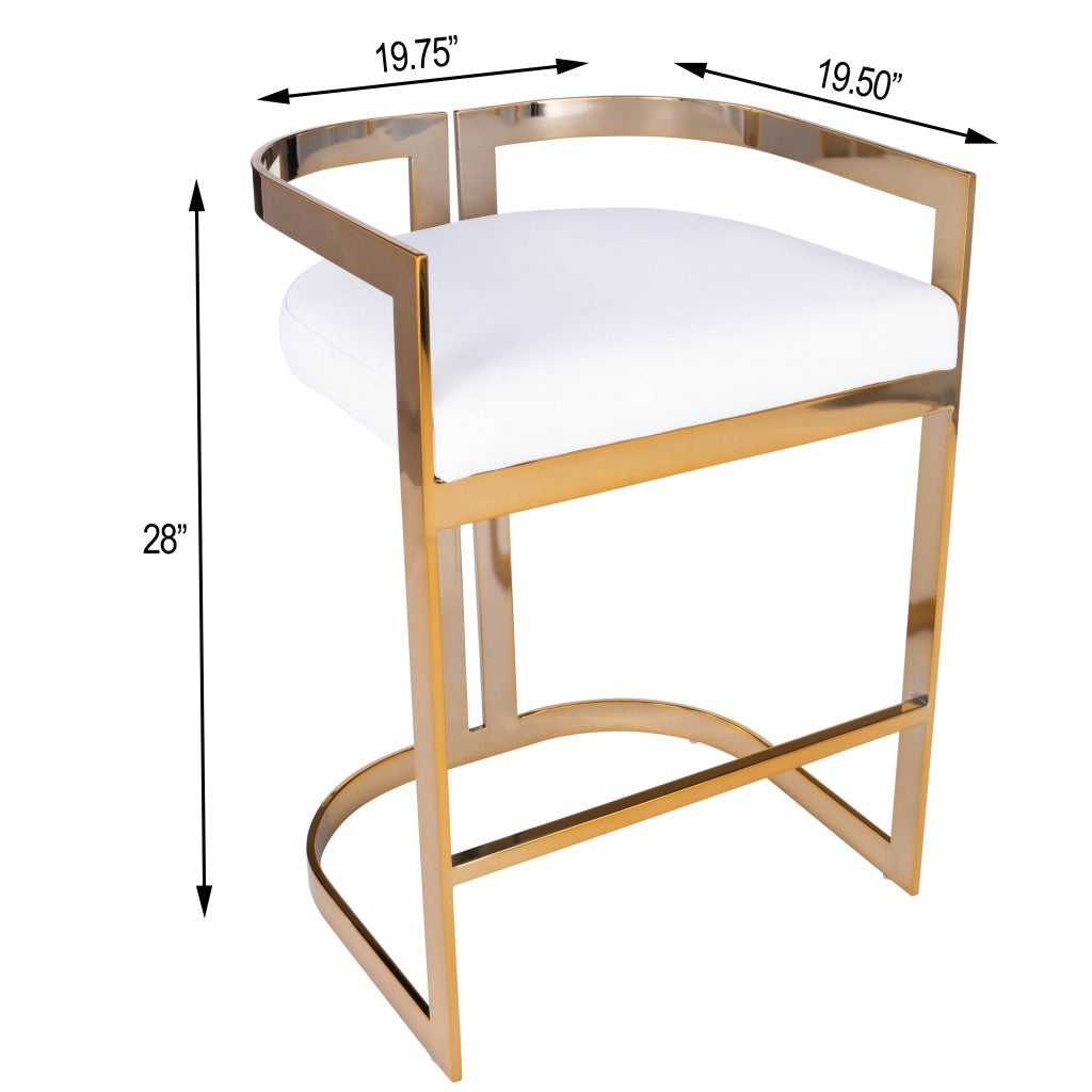 Gold And White Faux Leather Counter Stool By Homeroots | Counter Stools | Modishstore - 6