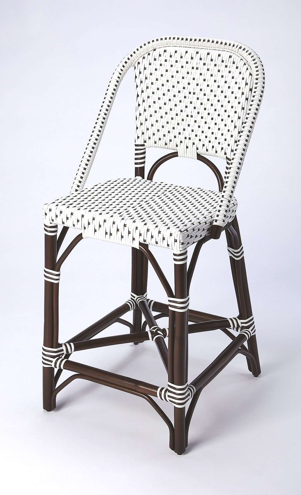 White And Chocolate Rattan Counter Stool By Homeroots | Counter Stools | Modishstore