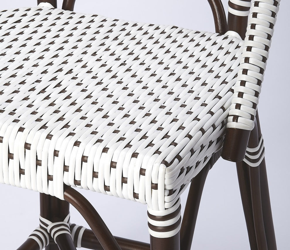 White And Chocolate Rattan Counter Stool By Homeroots | Counter Stools | Modishstore - 2