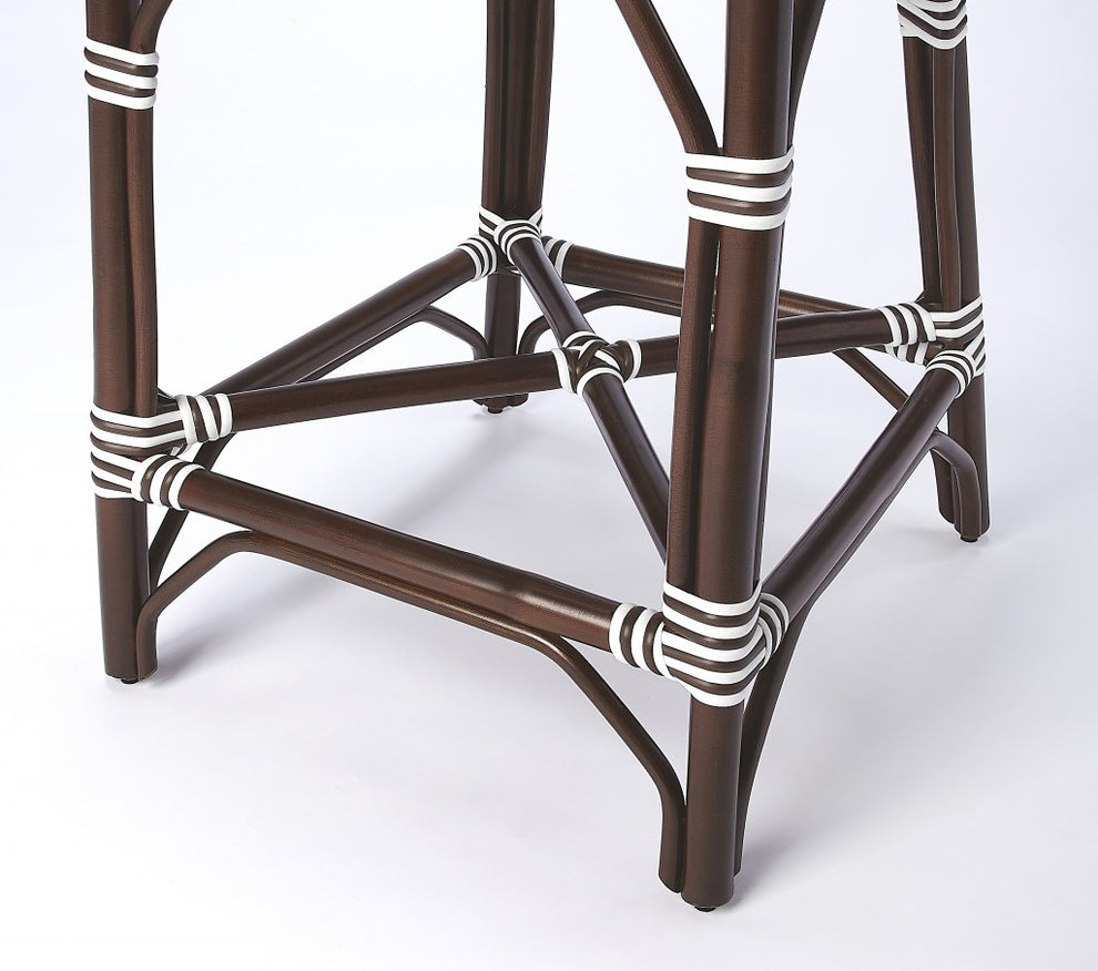 White And Chocolate Rattan Counter Stool By Homeroots | Counter Stools | Modishstore - 3