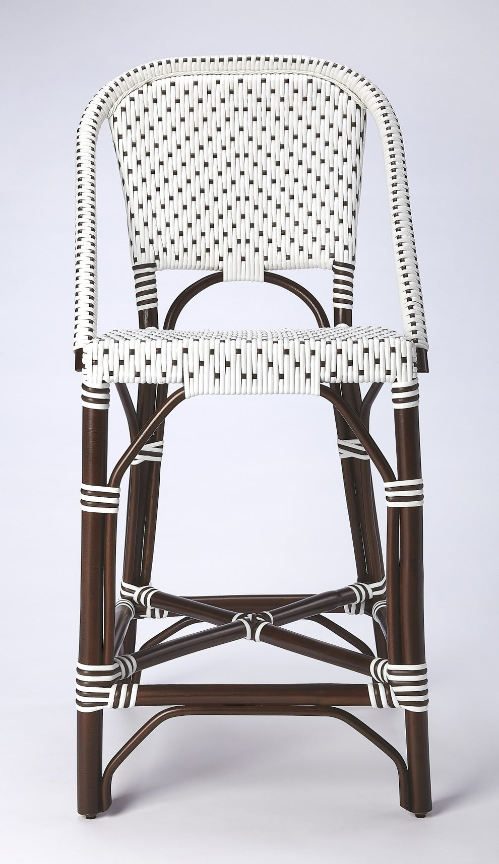White And Chocolate Rattan Counter Stool By Homeroots | Counter Stools | Modishstore - 5