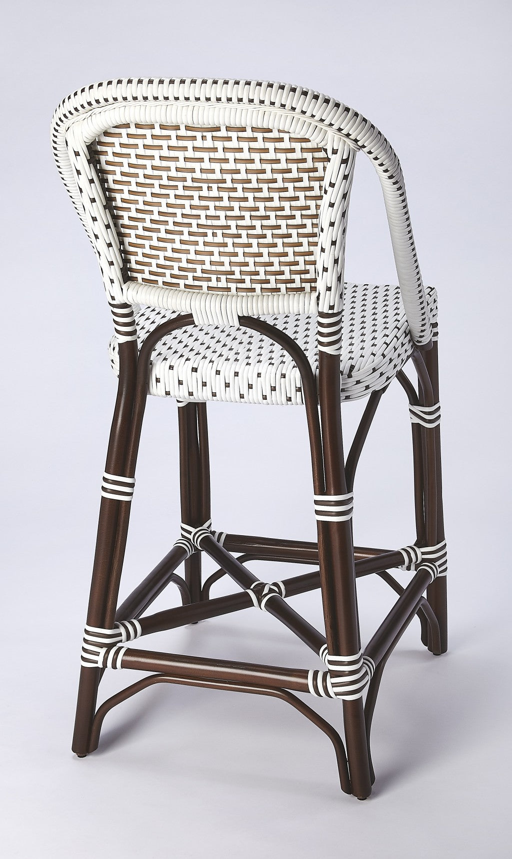 White And Chocolate Rattan Counter Stool By Homeroots | Counter Stools | Modishstore - 8