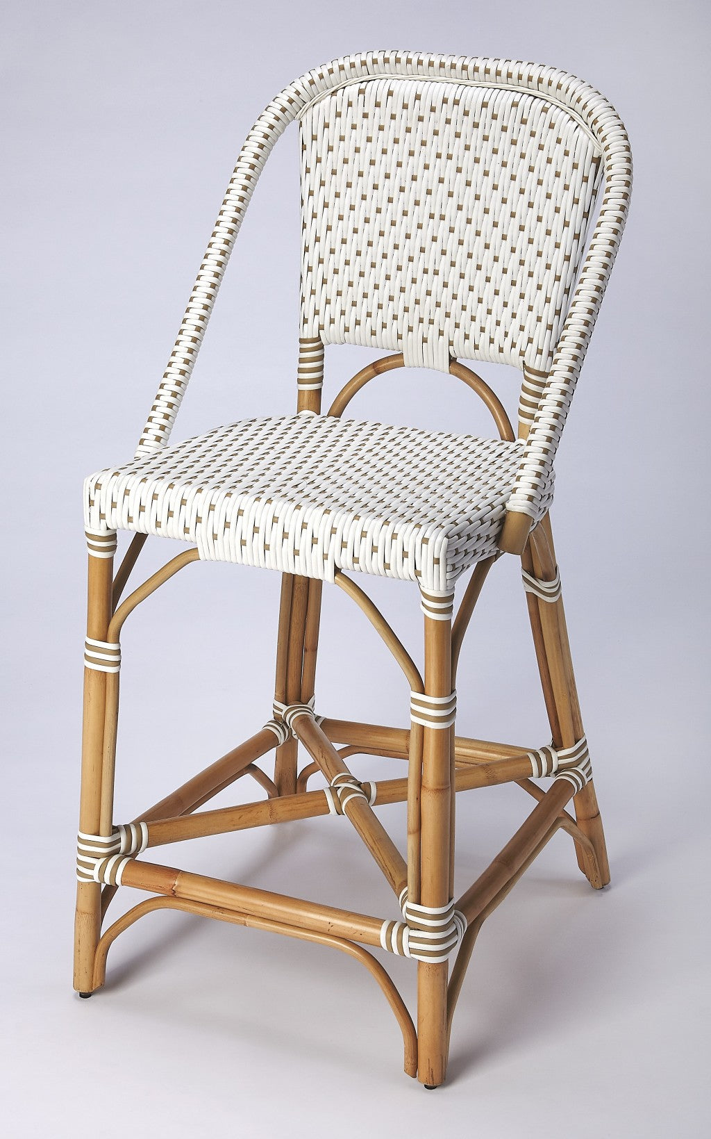White And Tan Beige Rattan Counter Stool By Homeroots | Counter Stools | Modishstore