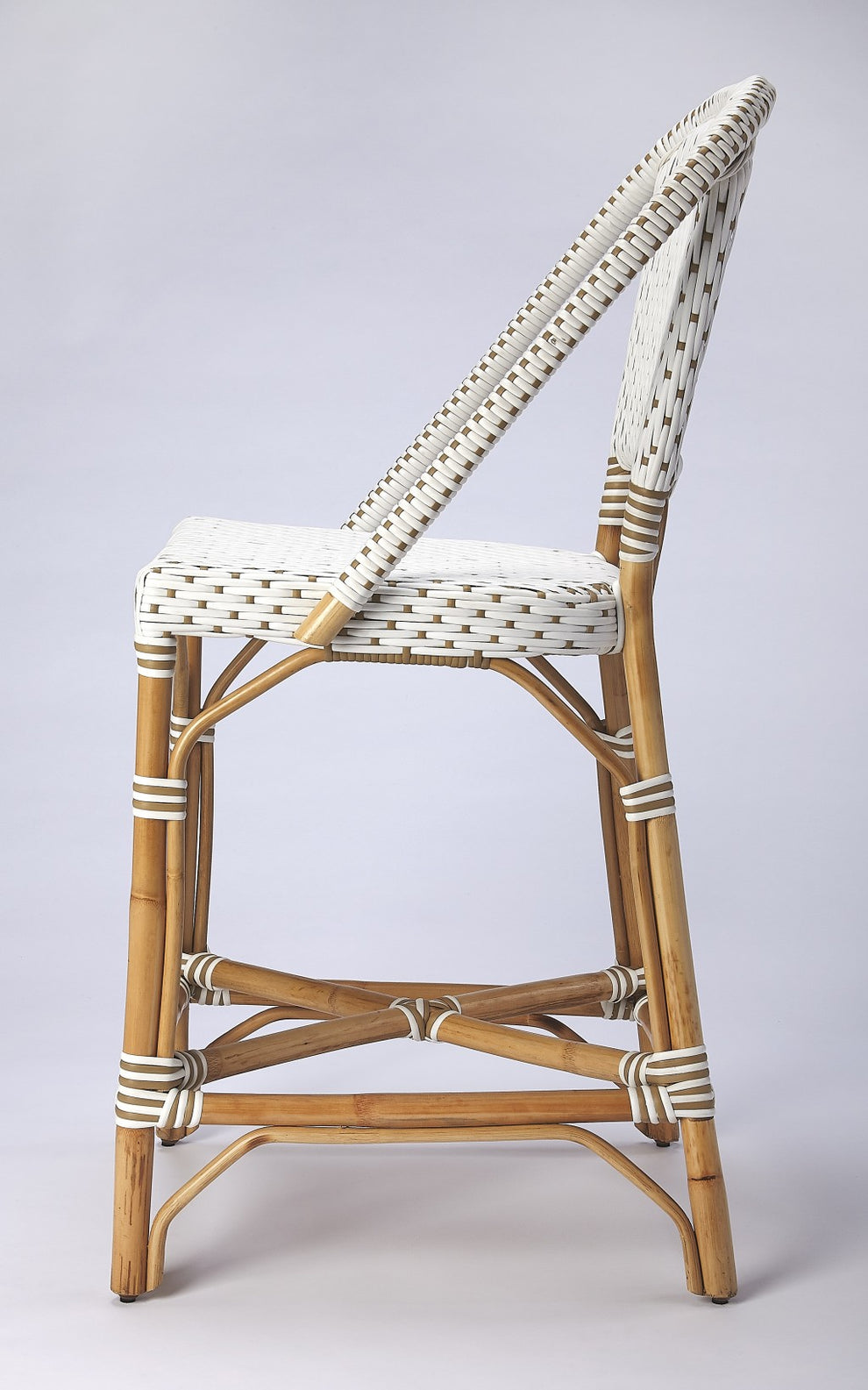 White And Tan Beige Rattan Counter Stool By Homeroots | Counter Stools | Modishstore - 2