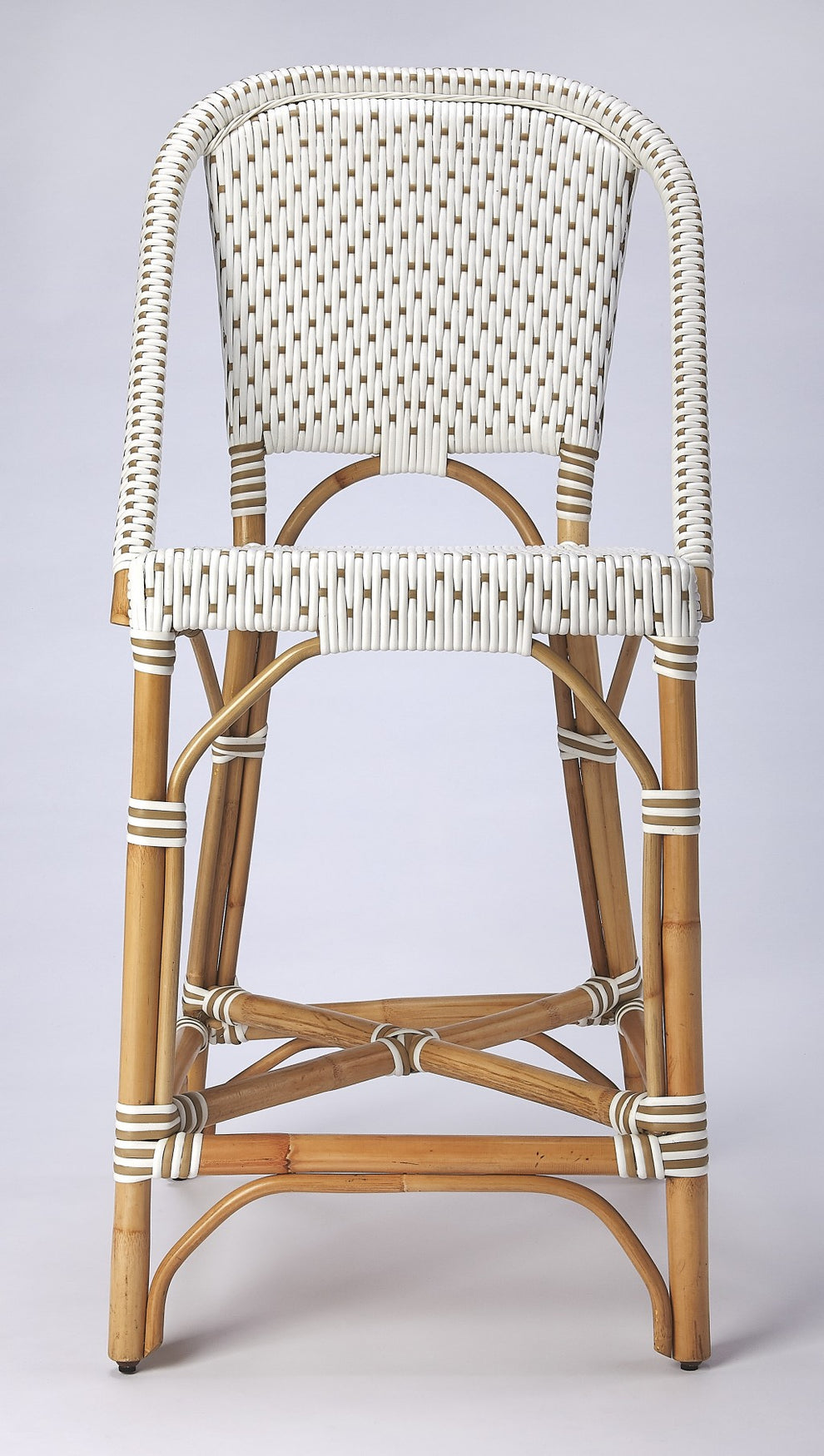 White And Tan Beige Rattan Counter Stool By Homeroots | Counter Stools | Modishstore - 3