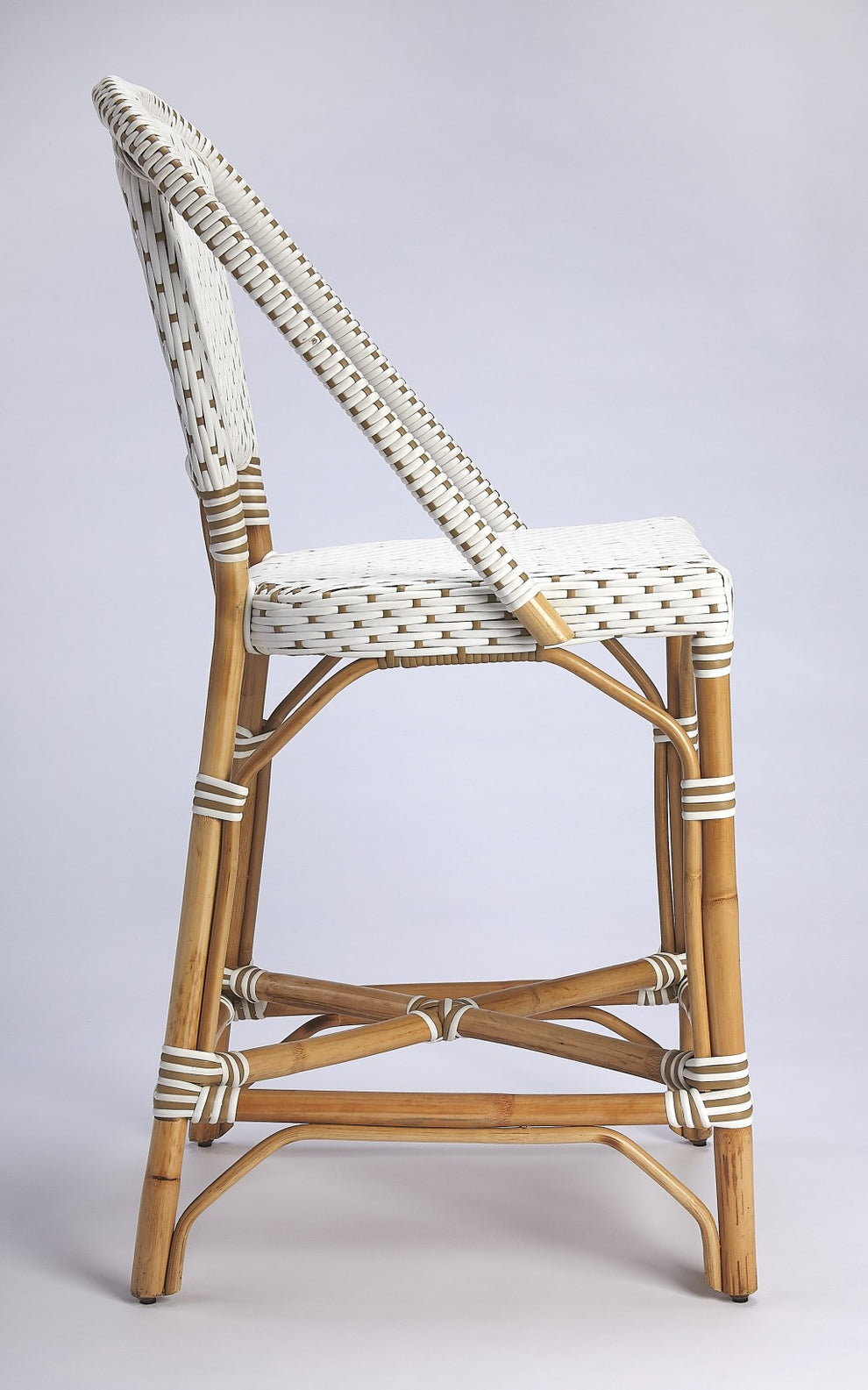 White And Tan Beige Rattan Counter Stool By Homeroots | Counter Stools | Modishstore - 4