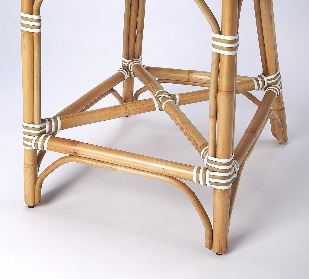 White And Tan Beige Rattan Counter Stool By Homeroots | Counter Stools | Modishstore - 5