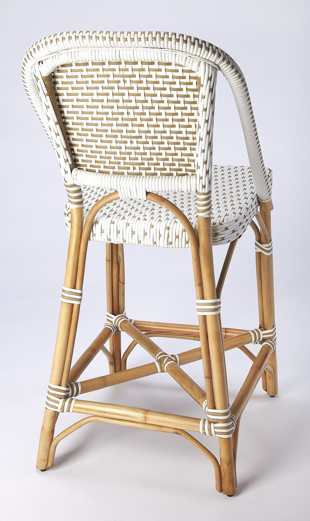 White And Tan Beige Rattan Counter Stool By Homeroots | Counter Stools | Modishstore - 8