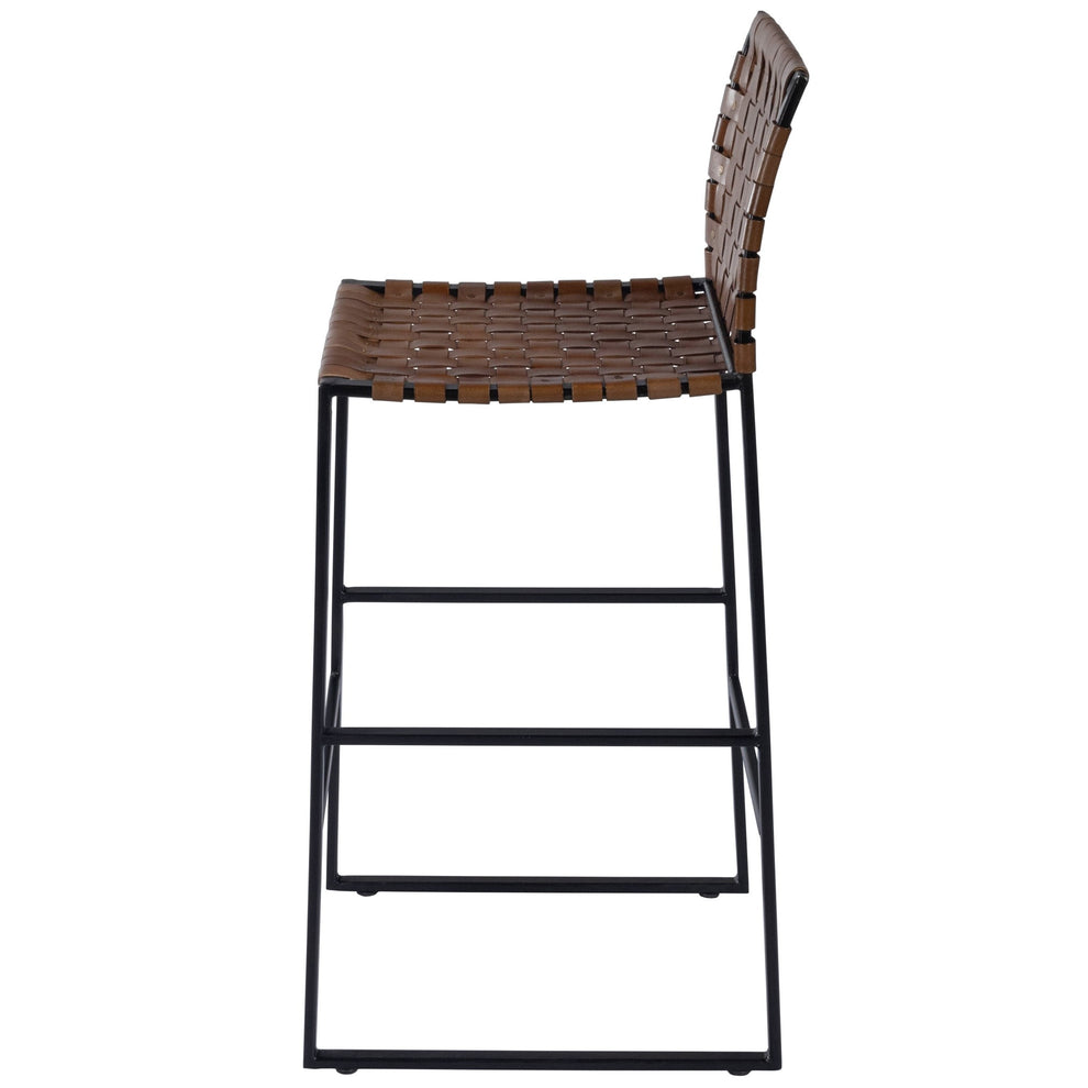 Brown Woven Leather Bar Stool By Homeroots | Bar Stools | Modishstore - 3