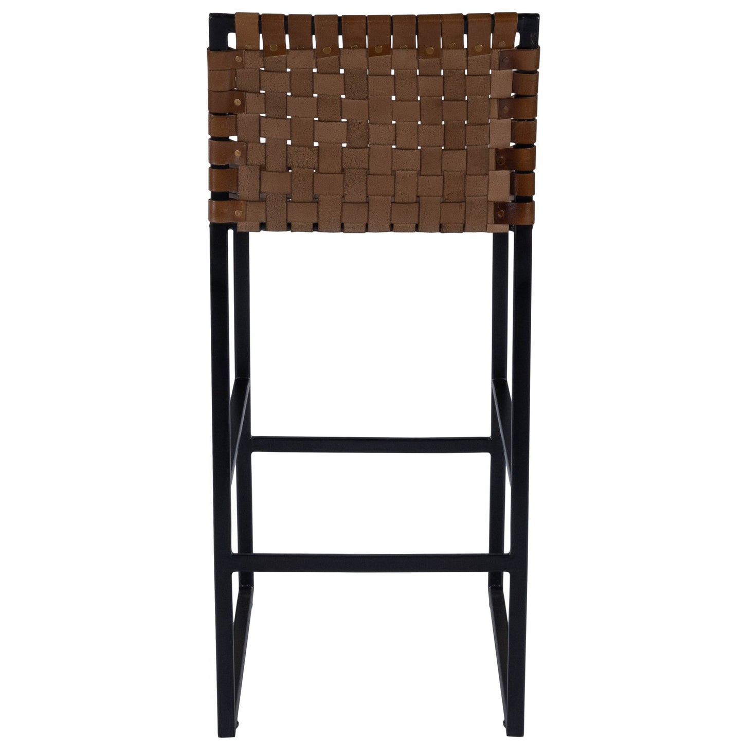 Brown Woven Leather Bar Stool By Homeroots | Bar Stools | Modishstore - 4