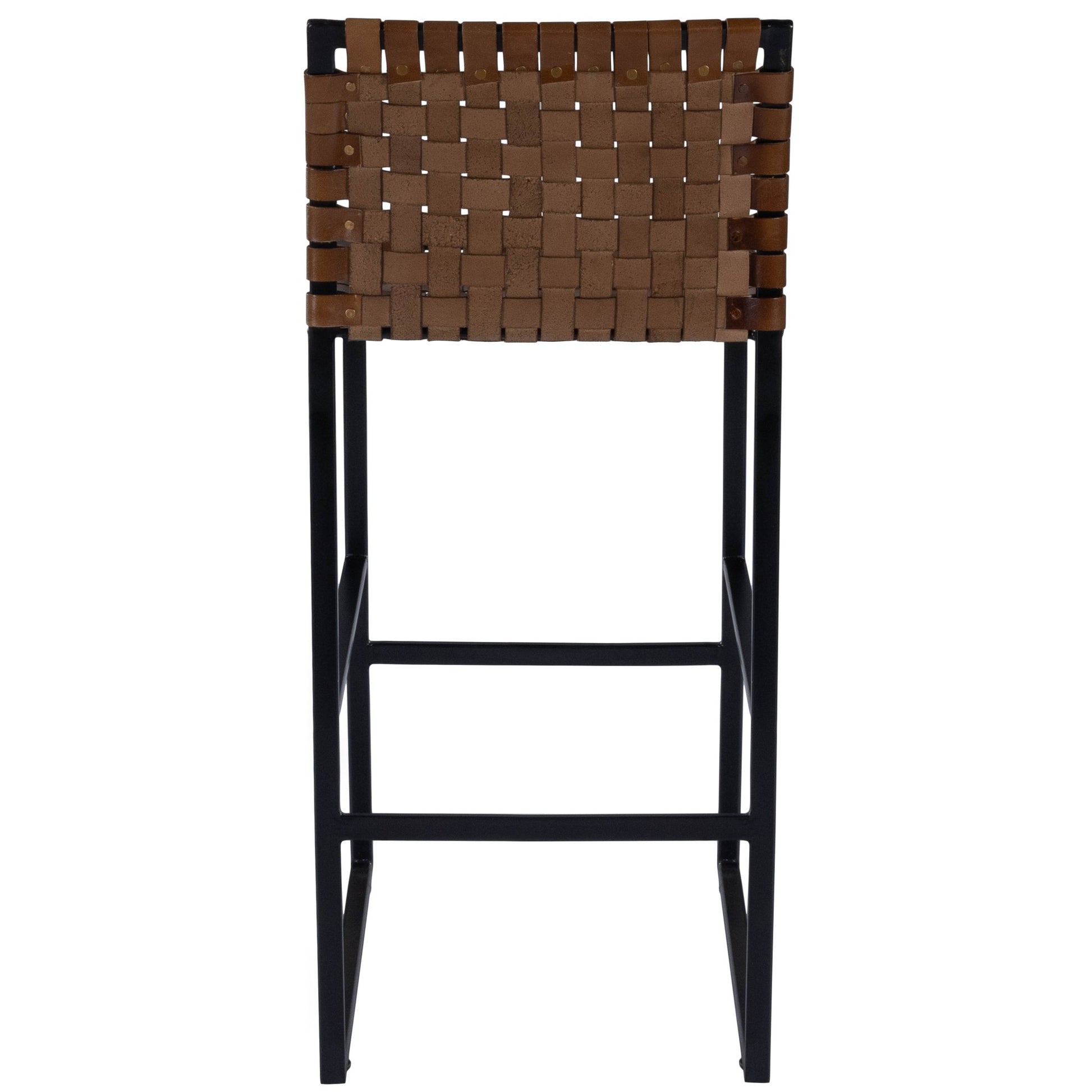 Brown Woven Leather Bar Stool By Homeroots | Bar Stools | Modishstore - 4