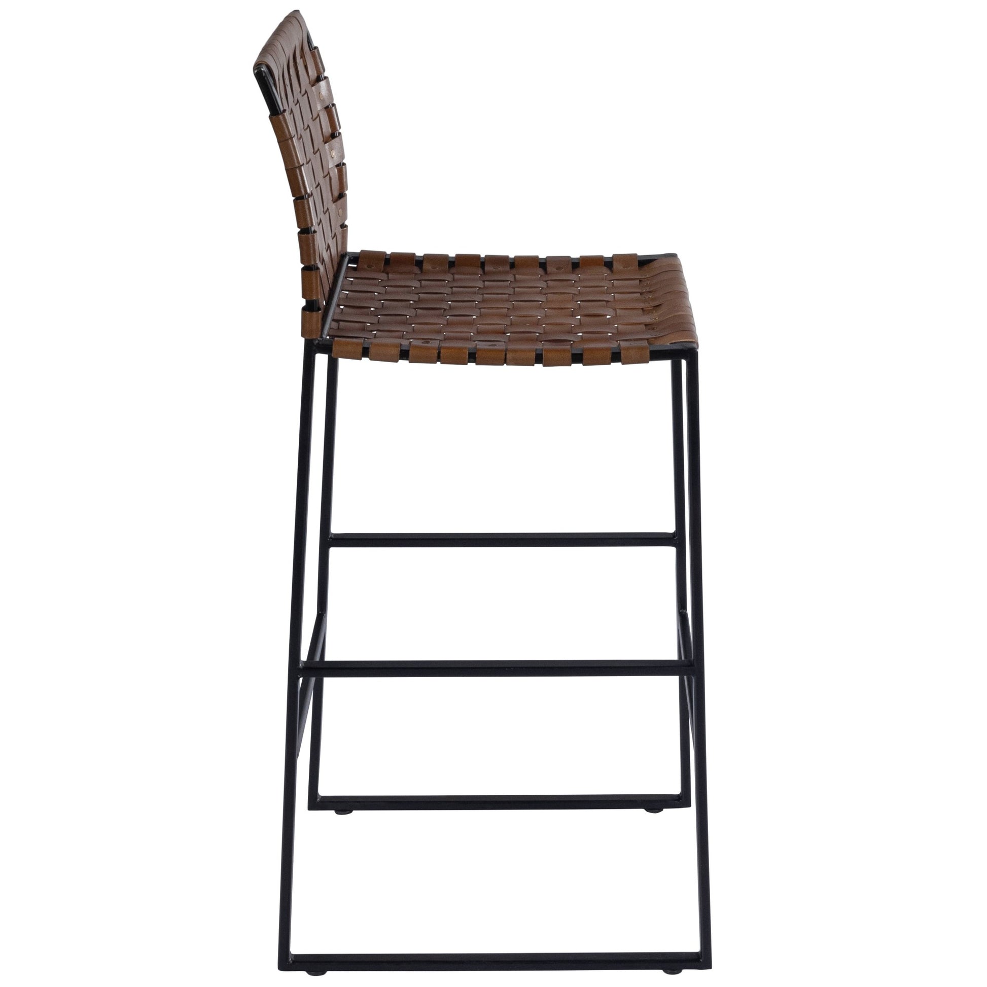 Brown Woven Leather Bar Stool By Homeroots | Bar Stools | Modishstore - 5