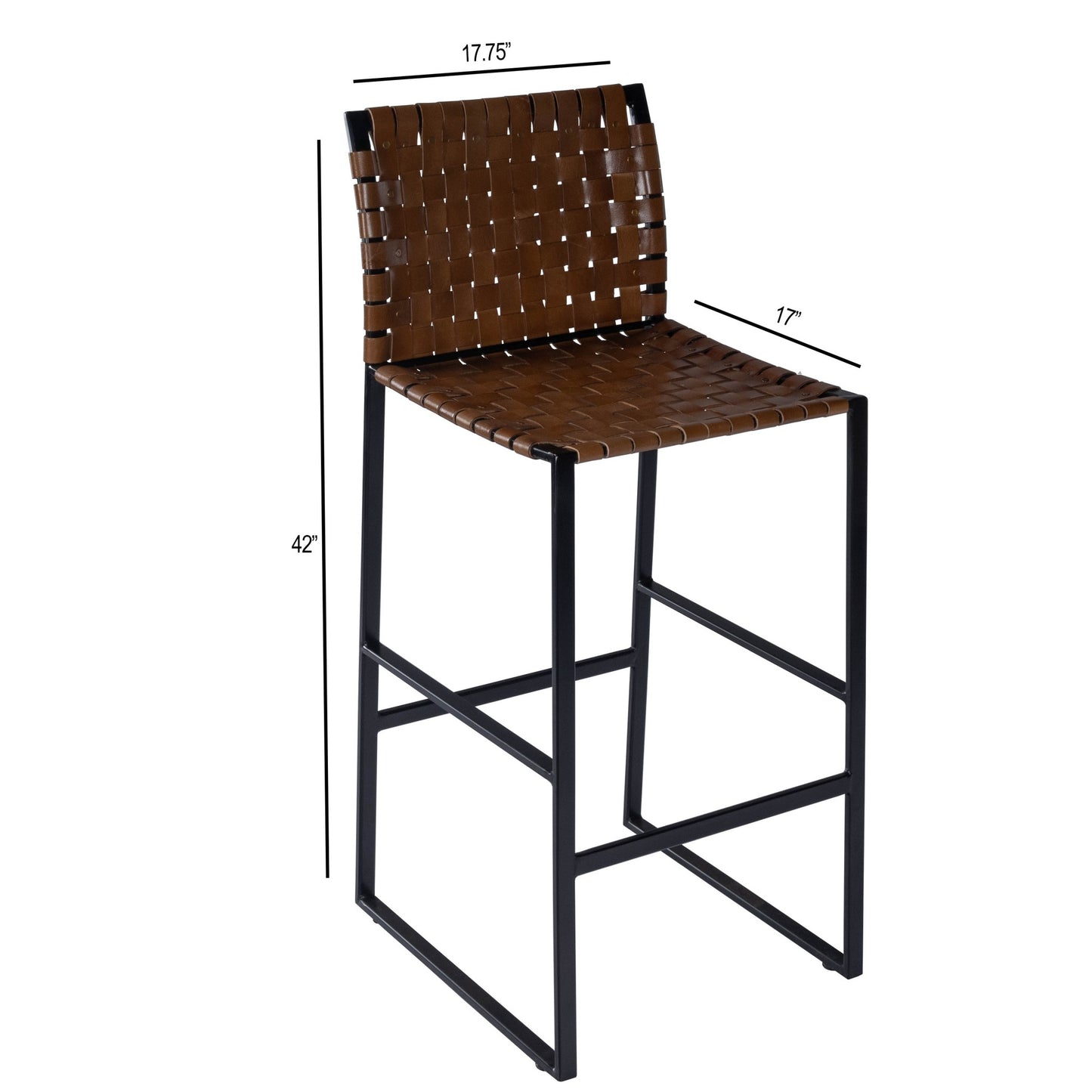 Brown Woven Leather Bar Stool By Homeroots | Bar Stools | Modishstore - 7