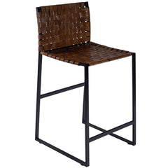 Brown Woven Leather Counter Stool By Homeroots