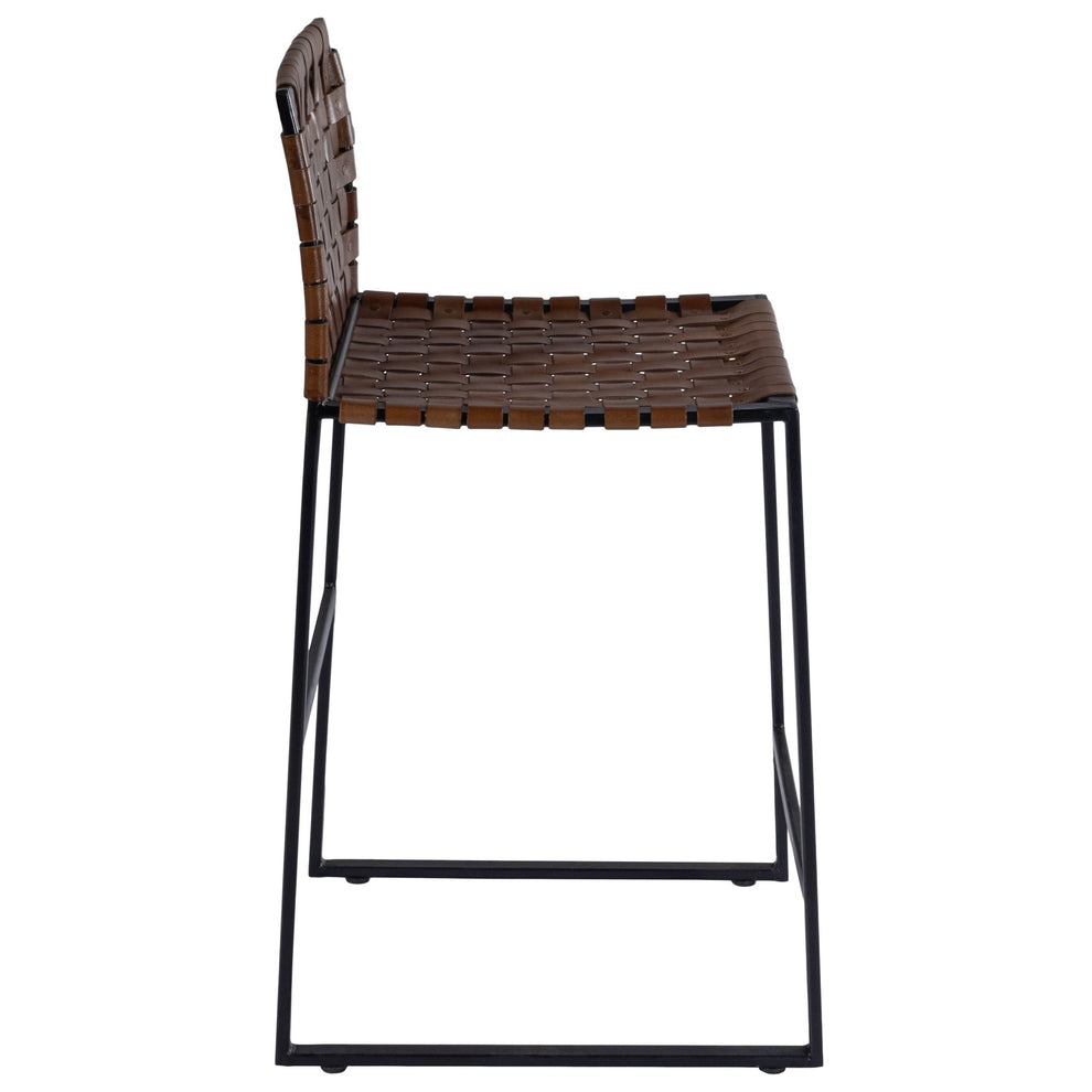 Brown Woven Leather Counter Stool By Homeroots | Counter Stools | Modishstore - 3