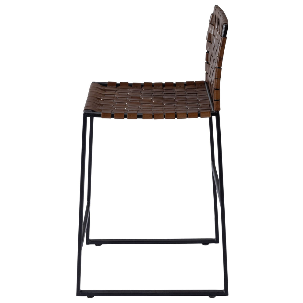 Brown Woven Leather Counter Stool By Homeroots | Counter Stools | Modishstore - 5