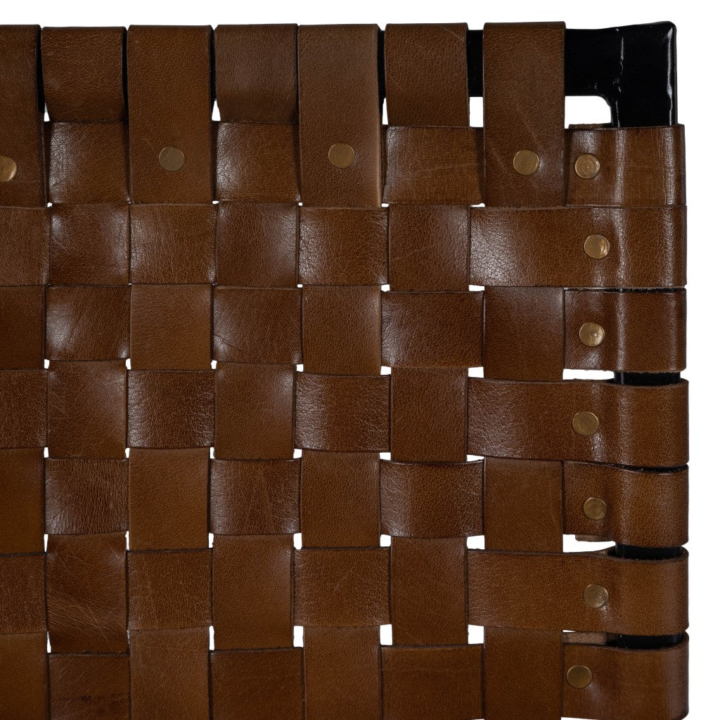 Brown Woven Leather Counter Stool By Homeroots | Counter Stools | Modishstore - 6