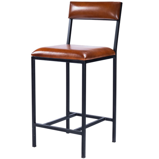 Classic Leather And Metal Counter Stool By Homeroots | Counter Stools | Modishstore